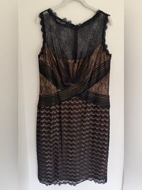 Tadashi Shoji Black and Nude Lace Sheath Dress